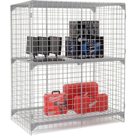 Global Industrial Security Locker, Wire Mesh, Gray, 60 in W, 24 in D, 72 in H 184093